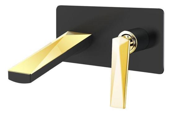 Смеситель для раковины настенный Boheme Venturo черный/золото 385-B