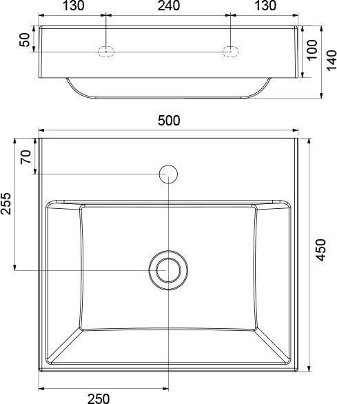 Умывальник Ravak NATURAL 500 без перелива XJO01250000