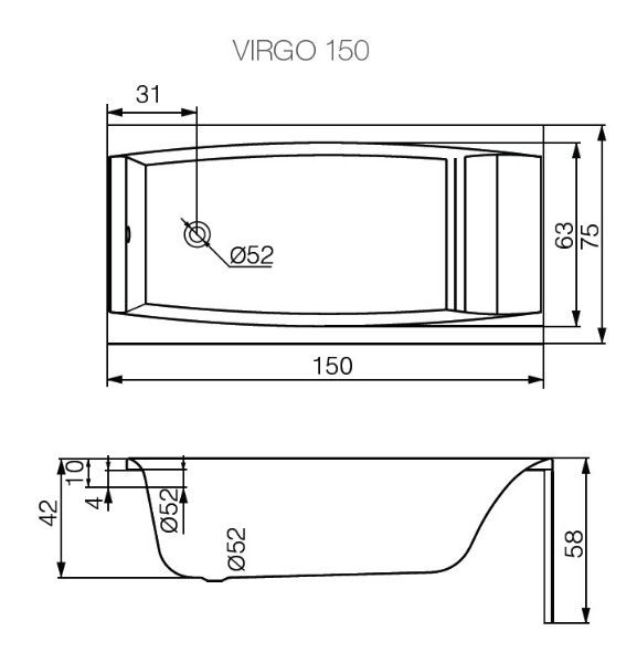 Ванна Cersanit Virgo 150x75 см