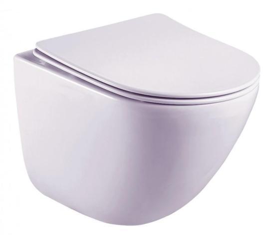 Унитаз подвесной ESBANO LOTUS с закрытым дном безободковый подвесной белый 500x340x405.