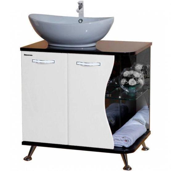 Тумба под раковину Bellezza Рио 70 L напольная белая/черная
