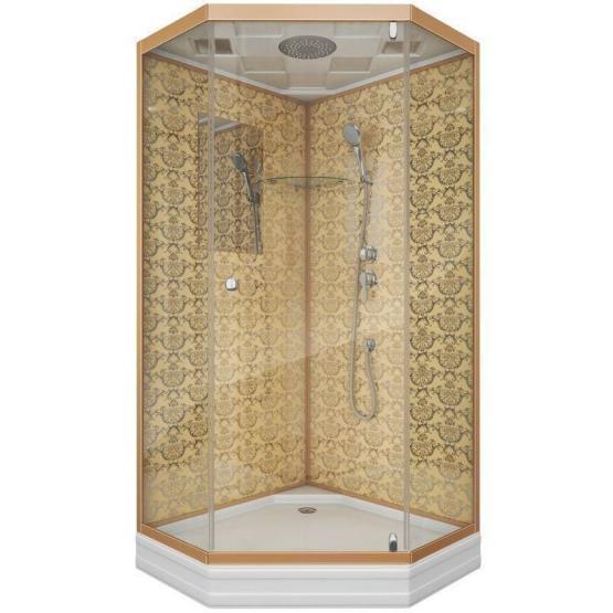 Душевая кабина Niagara Luxe NG-7701DG (900x900х2100) низкий поддон (15см) стенки ЗОЛОТО