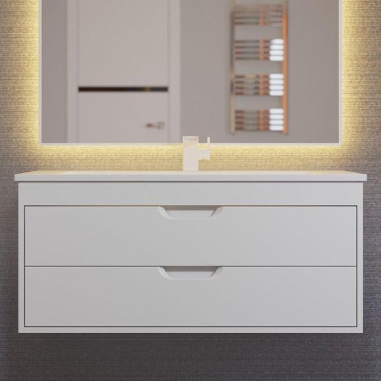 Тумба под раковину для ванной Uperwood Modul 100 см, подвесная, глянцевая, белая