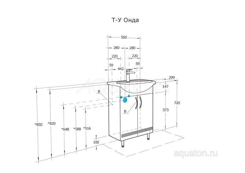 Тумба с раковиной aquaton онда 60 акварель 60 белая