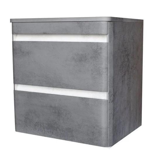 Тумба Style Line Elfante Атлантика 60 подвесная, Люкс бетон темный, (2 ящ.), со столешницей МДФ, PLUS