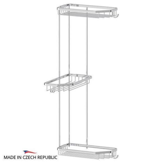 Полочка-решетка FBS Ryna RYN 014 с крючками угловая 3-х ярусная 20/20/20 cm хром