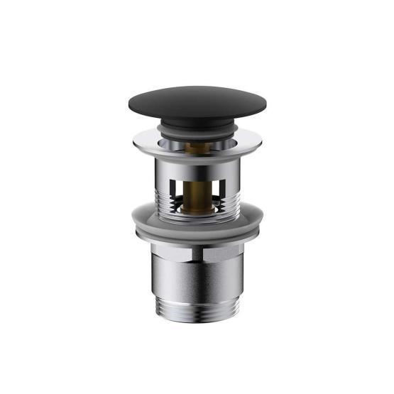 Донный клапан Vincea DPU-1B01MB клик-клак G1 1/4, с переливом, черный