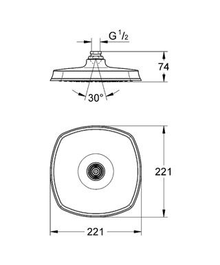 Верхний душ Grohe Rainshower Grandera 27974000 210 мм