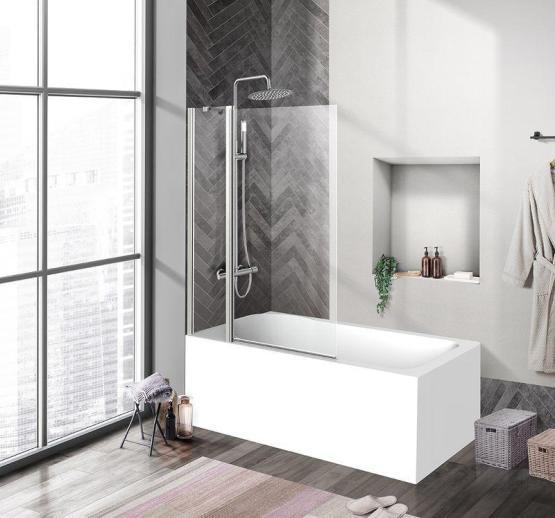 Шторка на ванну BelBagno UNO 90 прозрачное стекло 5 мм профиль хром UNO-V-11-90/150-C-Cr