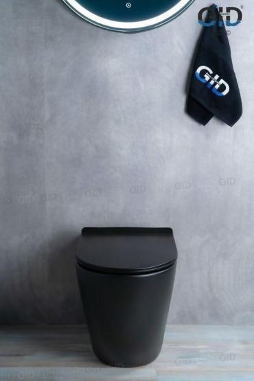 Унитаз Gid TRS-269BM 56 см приставной безободковый микролифт черный матовый