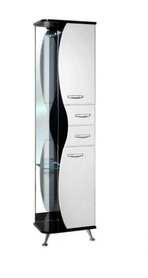 Пенал-50 Bellezza Рио R с зеркалом без б/к белый/черный