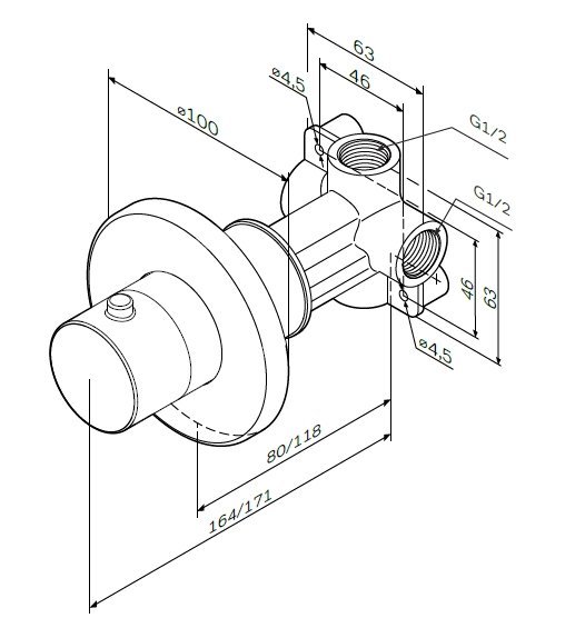 Переключатель на три положения Am.Pm F0800100 хром