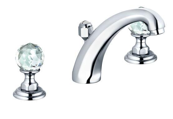 Смеситель Kludi Adlon 5104305G5 для раковины, на 3 отверстия, высокий излив, ручки хрусталь, цвет хром