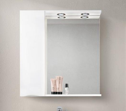 Шкаф Belbagno MARINO Bianco Lucido зеркальный подвесной с подсветкой, левосторонний MARINO-SPC-800/750-1A-BL-P-L