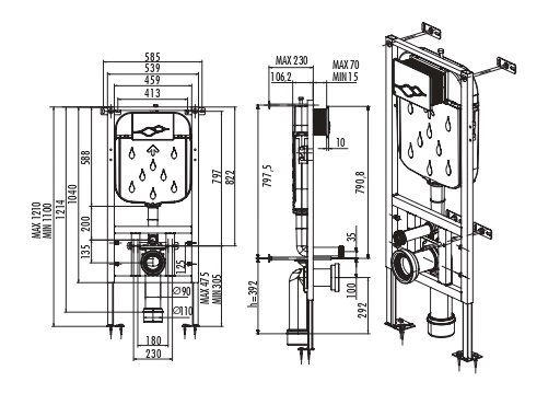 Инсталляция CREAVIT GR5003.01 для подвесного унитаза