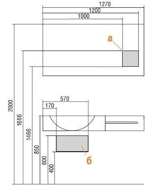 Акватон раковина Отель 127 см правая с навесами цвет белый
