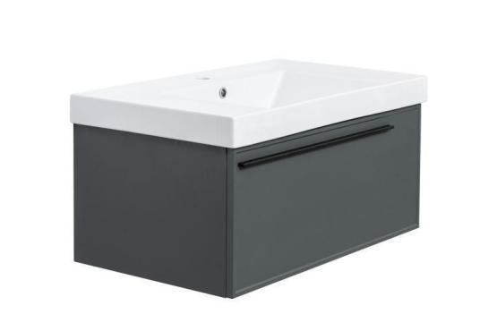 Тумба под раковину LA FENICE Elba Grigio серая 80 FNC-01-ELB-G-80 серый матовый зелёный матовый
