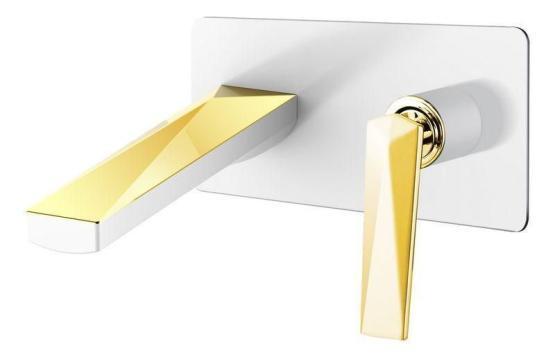 Смеситель для раковины настенный Boheme Venturo белый/золото 385-W
