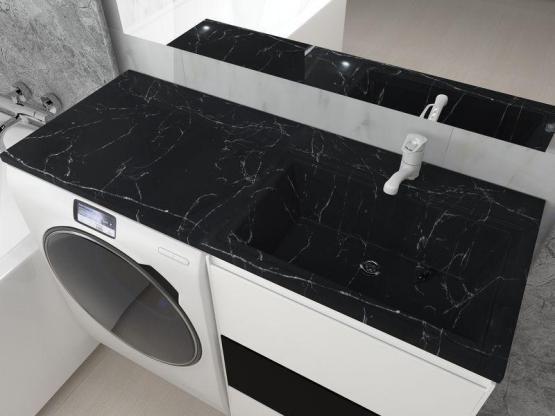 Раковина над стиральной машиной Marko Марсал 120 правая, черный мрамор