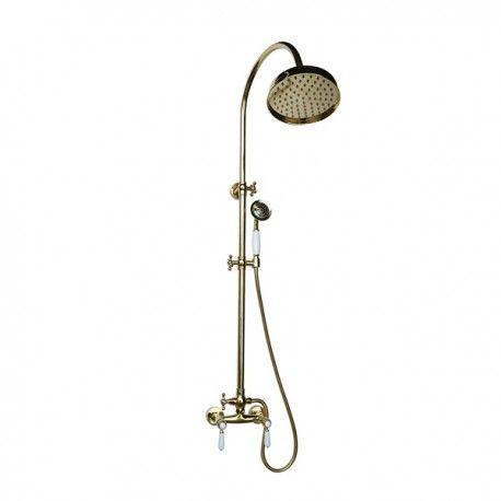 Душевая колонна Magliezza BIANCO 12063-do со смесителем, верхним и ручным душем TL-3-do, тропическая лейка - d-300mm. золото