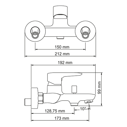 Смеситель Wasserkraft Vils 5601  для ванны с коротким изливом