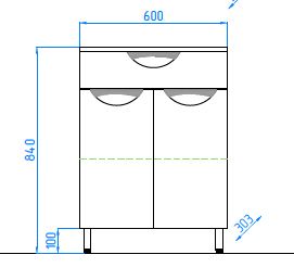 Комод для ванной Style Line Elfante Жасмин 60 (1 ящик) напольный с дверками
