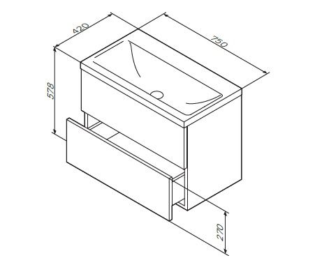 Раковина Am.Pm Gem M90WCC0752WG 75 см