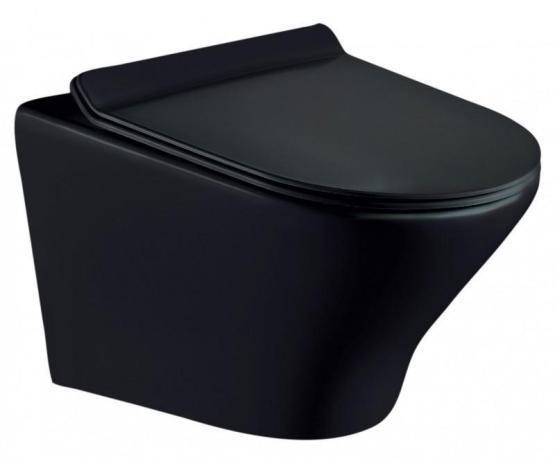 Унитаз подвесной ESBANO ASTER черный матовый безободковый подвесной 495x365x315