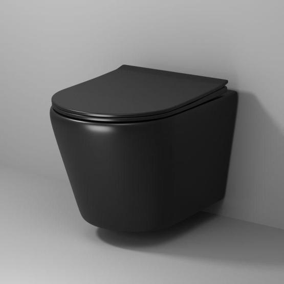 Унитаз Grossman GR-4478BMS Fly (520*360*350) ЧЕРНЫЙ МАТОВЫЙ подвесной Безободковый с тонкой крышкой