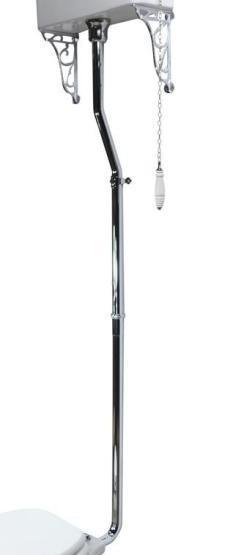 Высокая труба с механизмом слива 7077-CR, с цепочкой и керамической ручкой, с кронштейнами (2 шт.), цвет хром