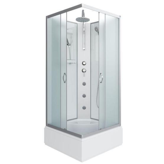 Душевая кабина Niagara NG-1108-14BKTG 900х900х2100-2400 средний поддон 26см стекло матовое с полкой