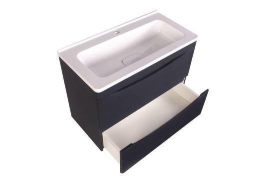 Тумба под раковину Style line El Fante подвесная Бергамо мини 70 (2 ящ.) Люкс антискрейтч черный, PLUS