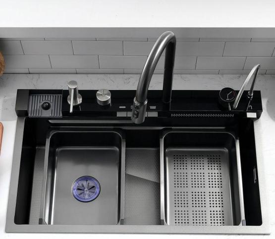 Мойка кухонная Esbano CASCADE-5 750х450х220 оружейная сталь PVD покрытие