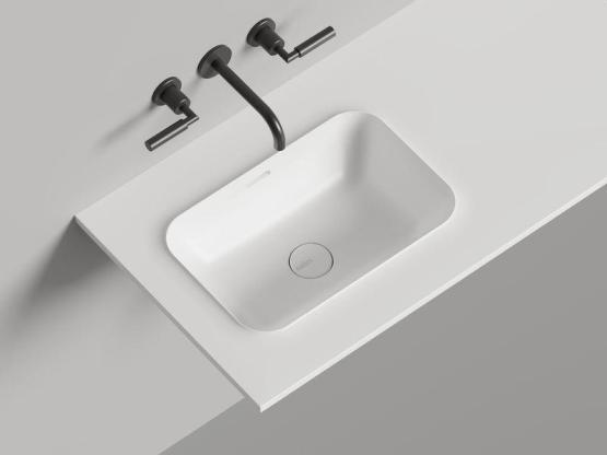 Раковина Salini ONDA EDGE ROUND S-Stone матовая 200x70 14022051MN столешница без отв.смесителя