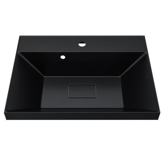 Раковина для ванной Uperwood Classic New 60х45х16,3 см, черная глянцевая, с накладкой для слива