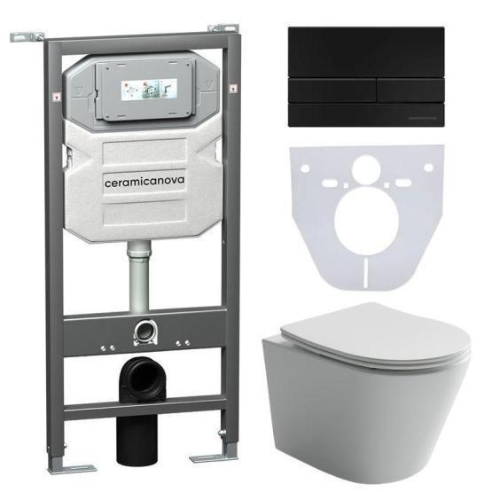 Унитаз с инсталляцией : Унитаз Ceramicanova Balearica CN6000_1002B_1000 с кнопкой смыва Flat цвет черный матовый