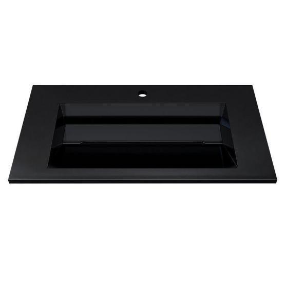 Раковина для ванной полувстраиваемая Uperwood Next Premium 80 см, прямоугольная, черный глянец