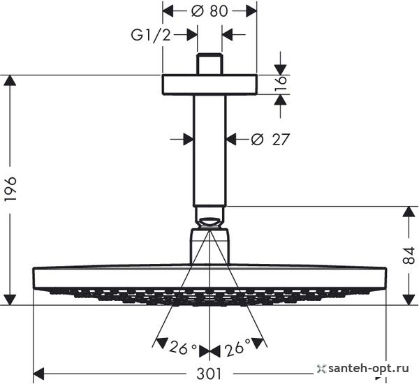 Hansgrohe Raindance Select 27337000 верхний душ 30 см цвет хром