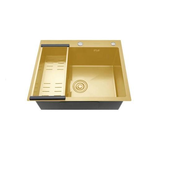 Кухонная мойка Gappo GS6050-3 60x50 сатин золотой нерж.сталь