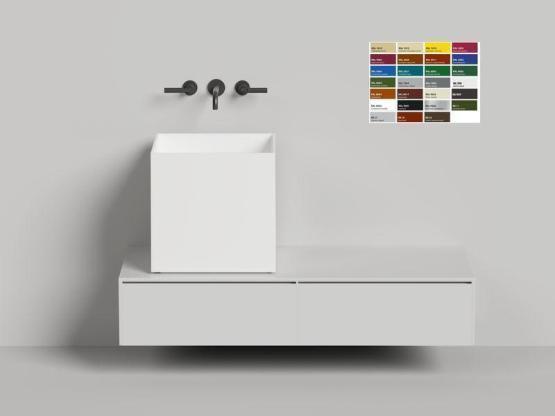 Раковина Salini ARMONIA SQUARE 03 S-Stone покраска RAL матовая 45x45 130523MF накладная