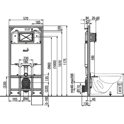 Инсталляция AlcaPlast Sadromodul Slim AM1101/1200