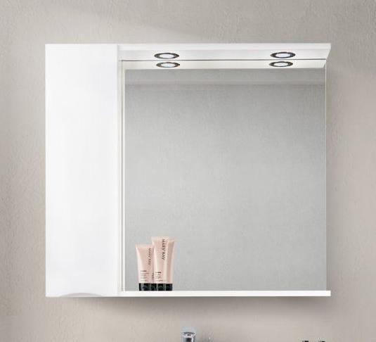 Шкаф Belbagno MARINO Bianco Lucido зеркальный подвесной с подсветкой, левосторонний MARINO-SPC-900/750-1A-BL-P-L