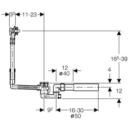 150.518.21.1 Geberit Гарнитур сливной-переливной для ванны