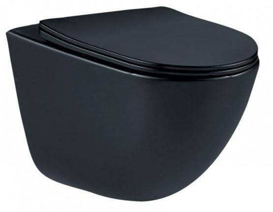 Унитаз подвесной ESBANO LOTUS  с закрытым дном черный матовый безободковый подвесной 500x340x405