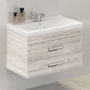 Тумба с раковиной Comforty Никосия-80П дуб белый