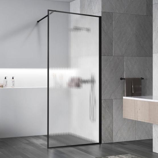 Душевая перегородка Vincea Walk-In VSW-1HP700FLB, 700*2000, черный матовый, стекло рифленое