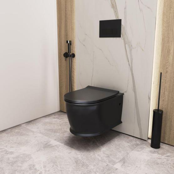 Унитаз Grossman GR-4482BMS Retro (545*370*360) ЧЕРНЫЙ МАТОВЫЙ подвесной Безободковый с тонкой крышкой