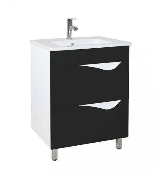 Тумба под раковину Bellezza Эйфория 60 напольная с 2 ящ. (Квадро) черная