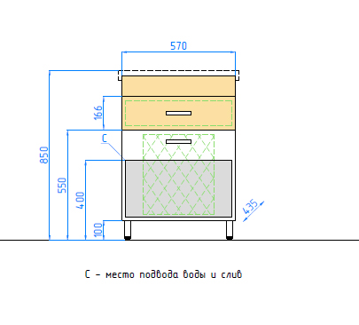 Тумба под раковину Style Line Elfante Ориноко 60 COMO 60 с бельевой корзиной