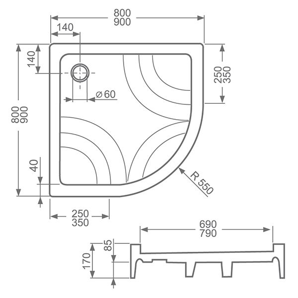 Душевой поддон Roltechnik Hawall-p 8000025 90x90